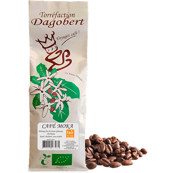 Les Cafés Dagobert -- Mélange café moka Guji 100% arabica, bio et équitable - grains (origine Ethiopie) - 250 g
