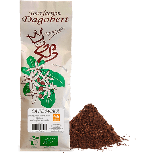 Les Cafés Dagobert -- MéMélange café moka Guji 100% arabica, bio et équitable - moulu/filtre (origine Ethiopie) - 500 g